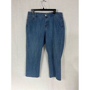 Just My Size size 16W average cropped jeans.  Embroidered on pockets